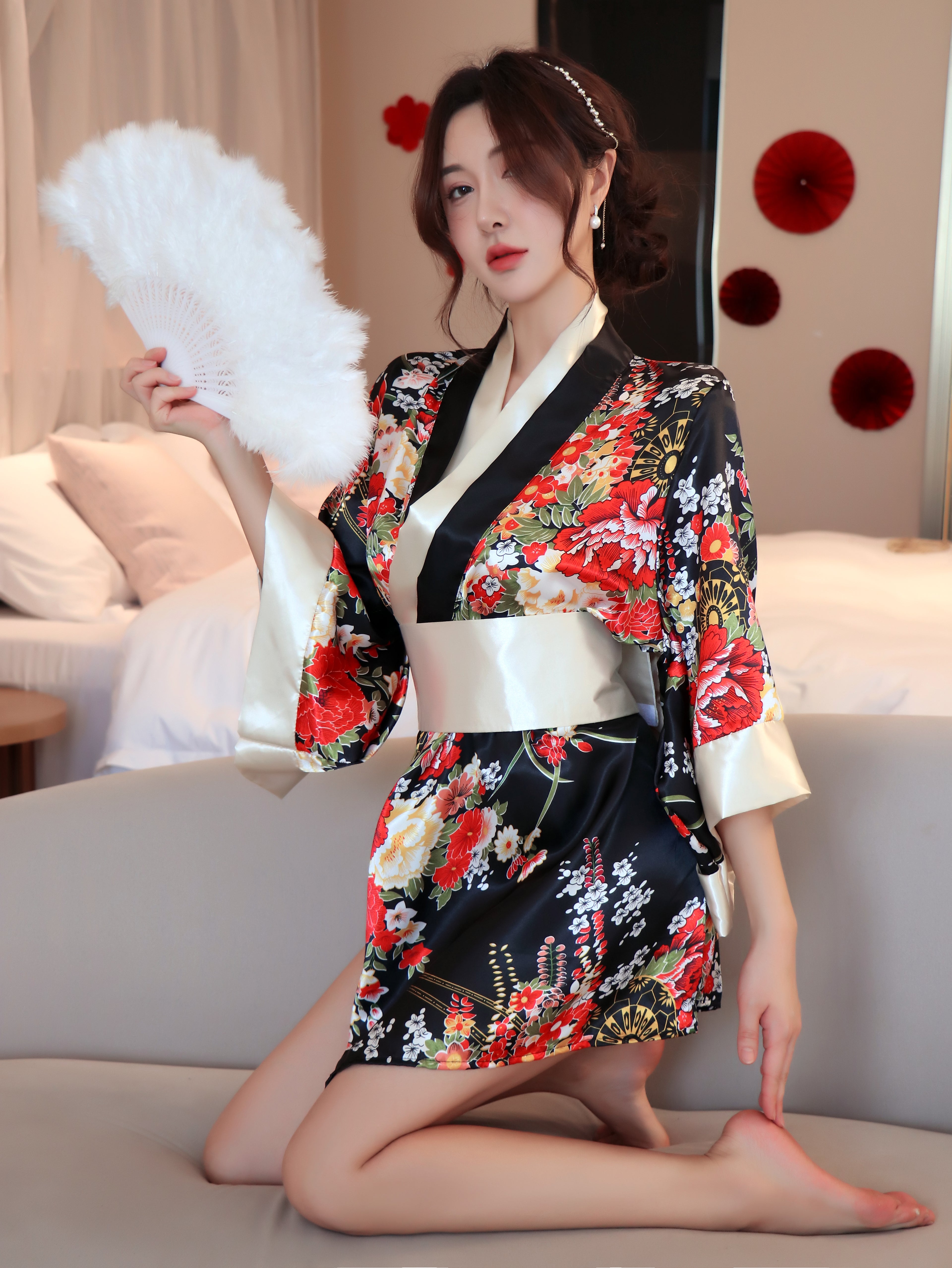 apanese Floral Kimono Lingerie Roleplay Set