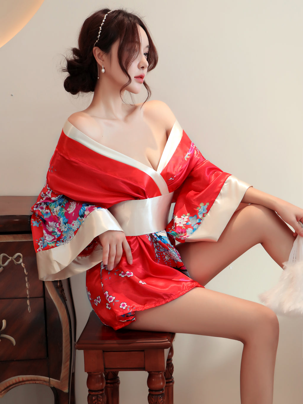 apanese Floral Kimono Lingerie Roleplay Set