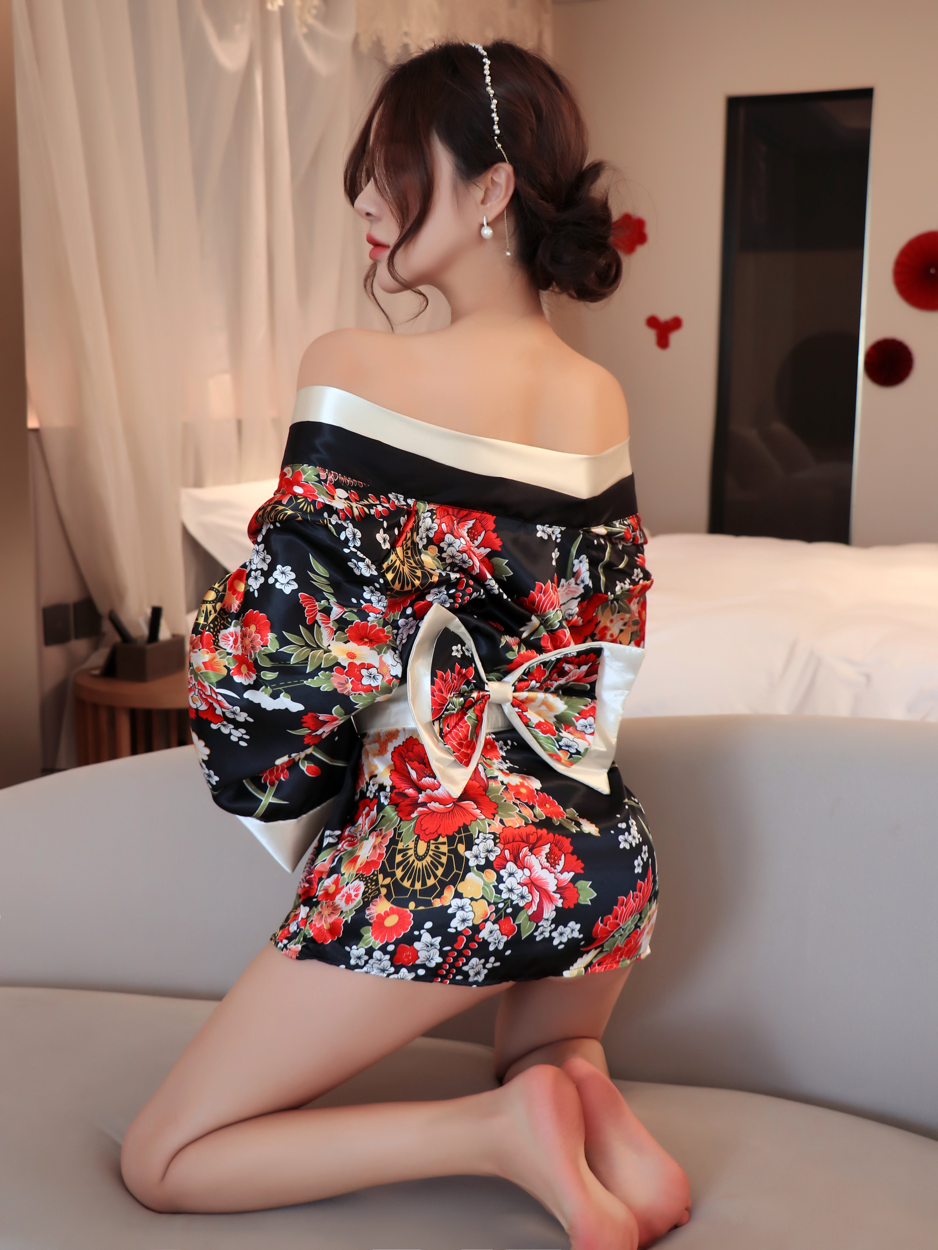 apanese Floral Kimono Lingerie Roleplay Set