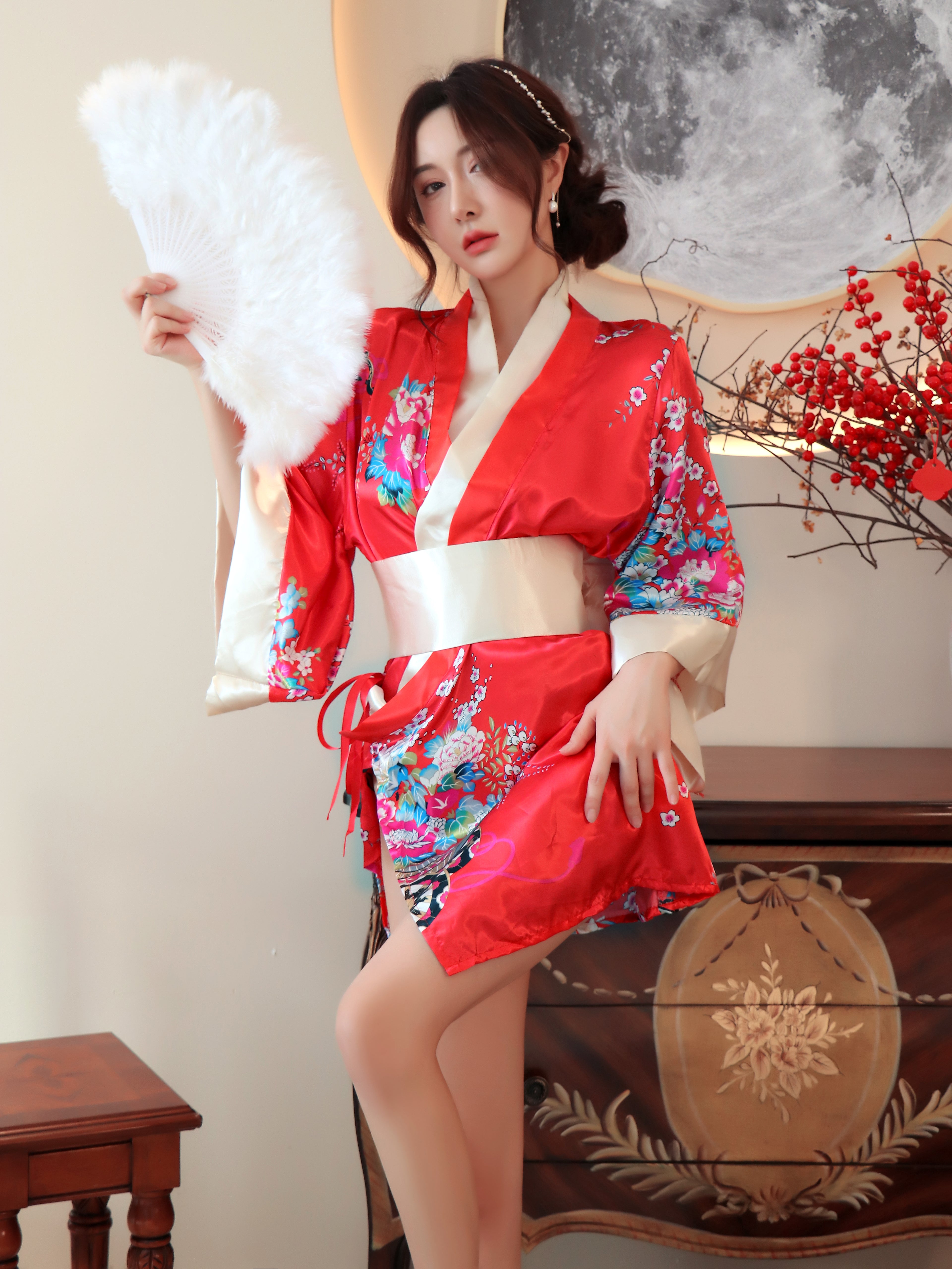 apanese Floral Kimono Lingerie Roleplay Set