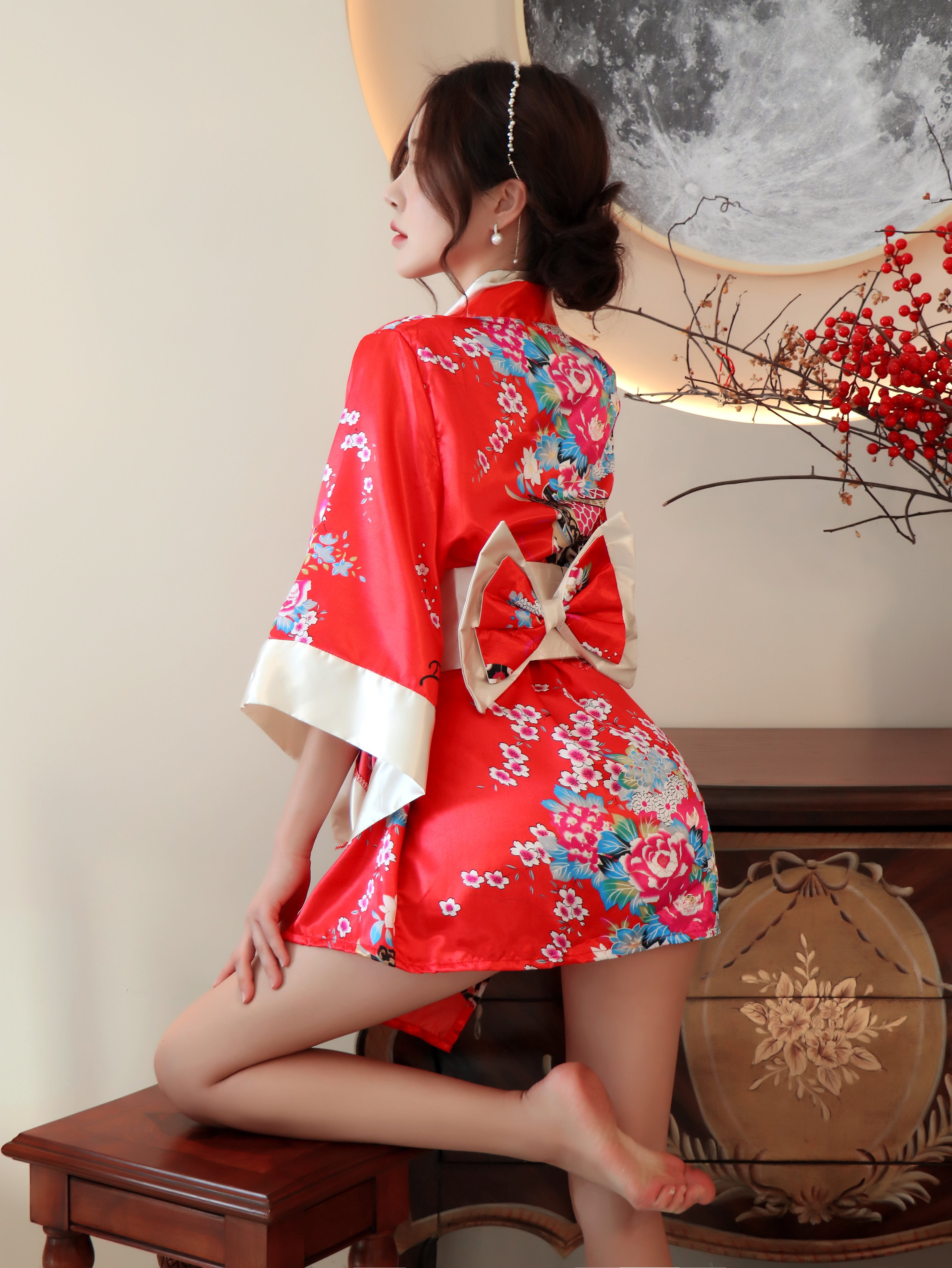 apanese Floral Kimono Lingerie Roleplay Set