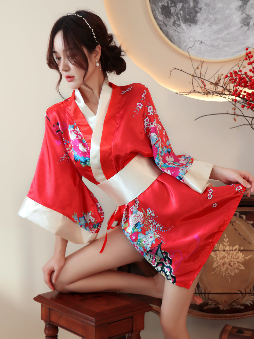 apanese Floral Kimono Lingerie Roleplay Set