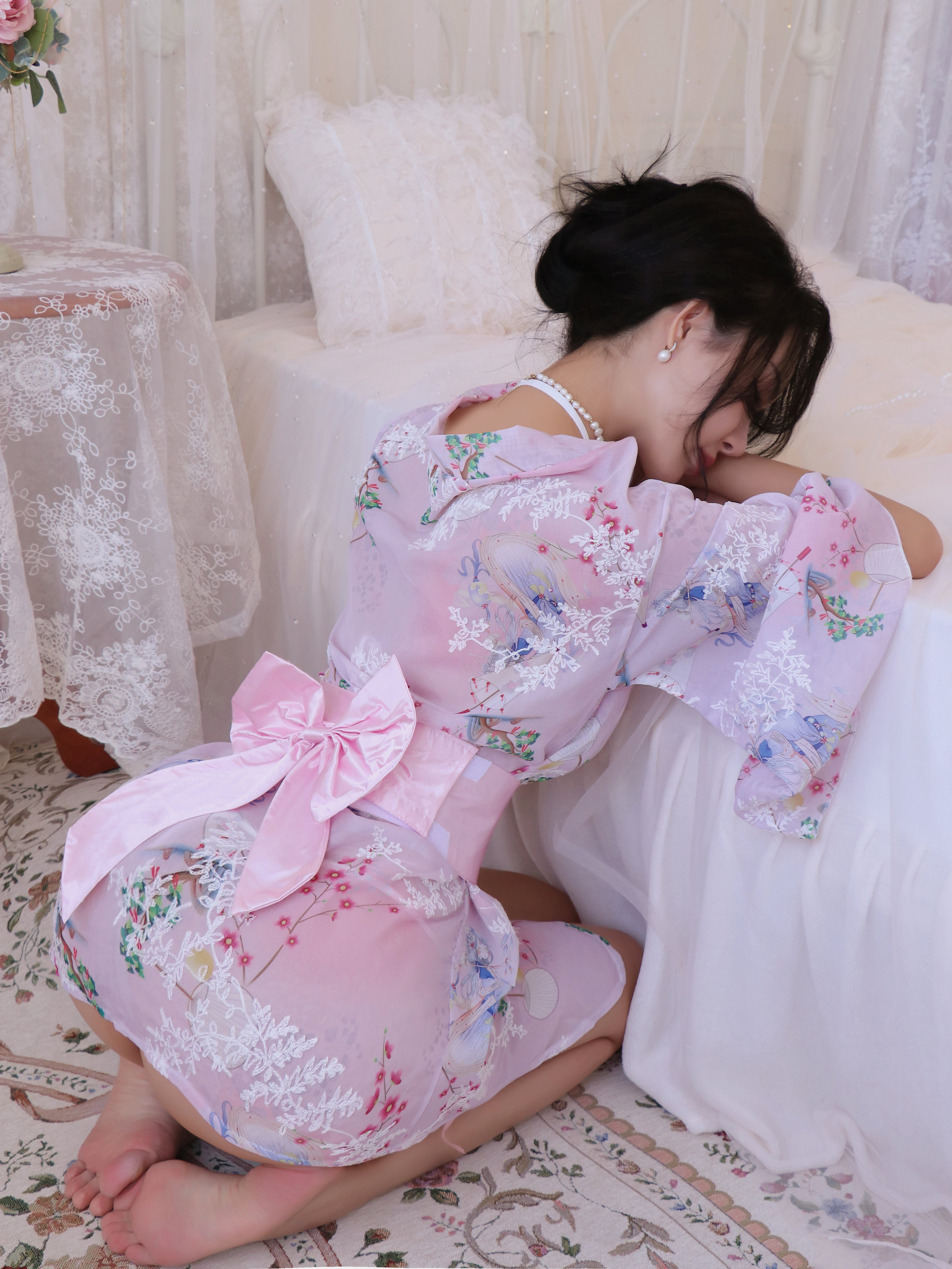 Japanese Lace Kimono Lingerie Roleplay Set