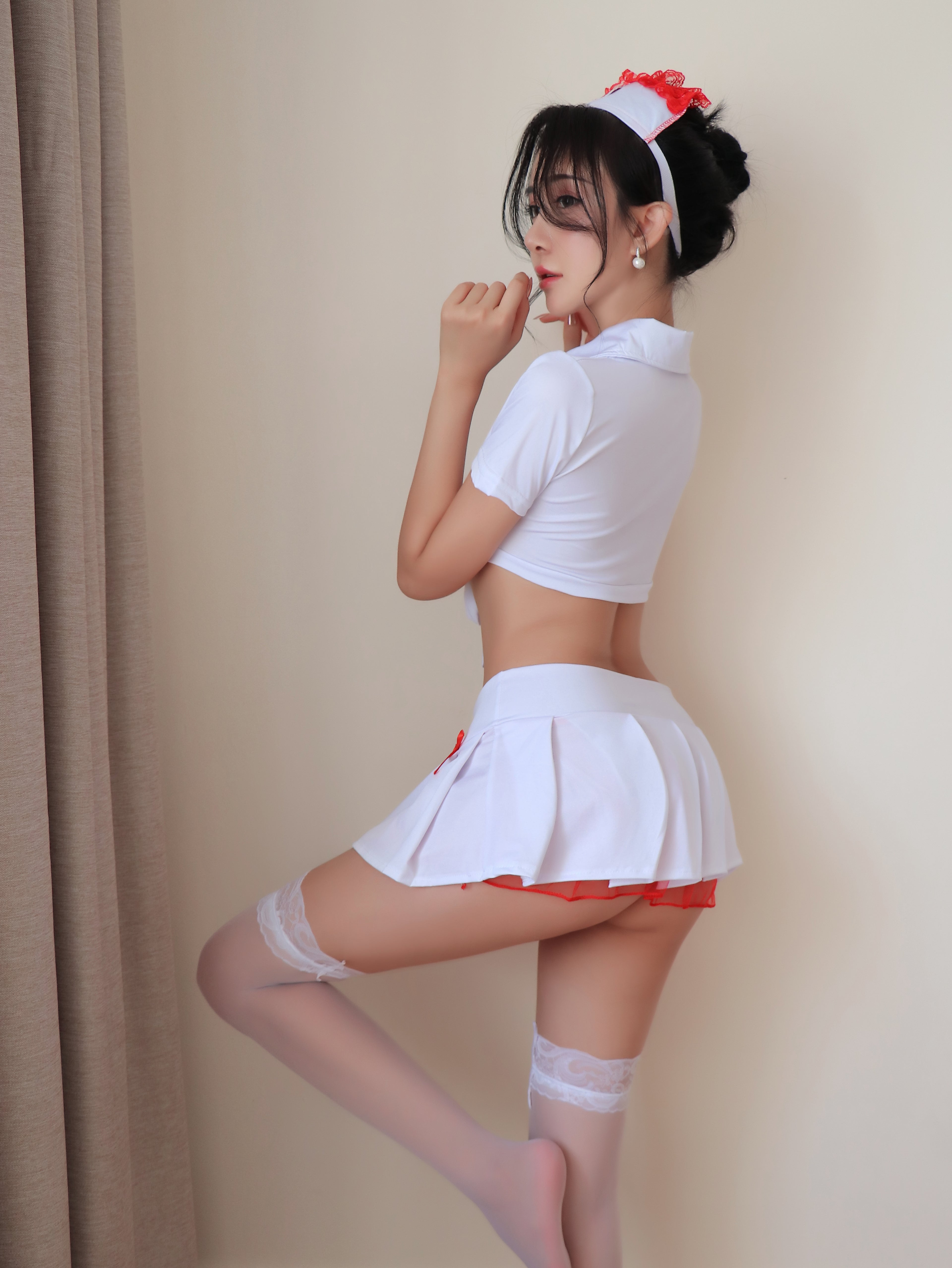 White Mini Skirt Nurse Lingerie Costume Set – Roleplay Cosplay Outfit