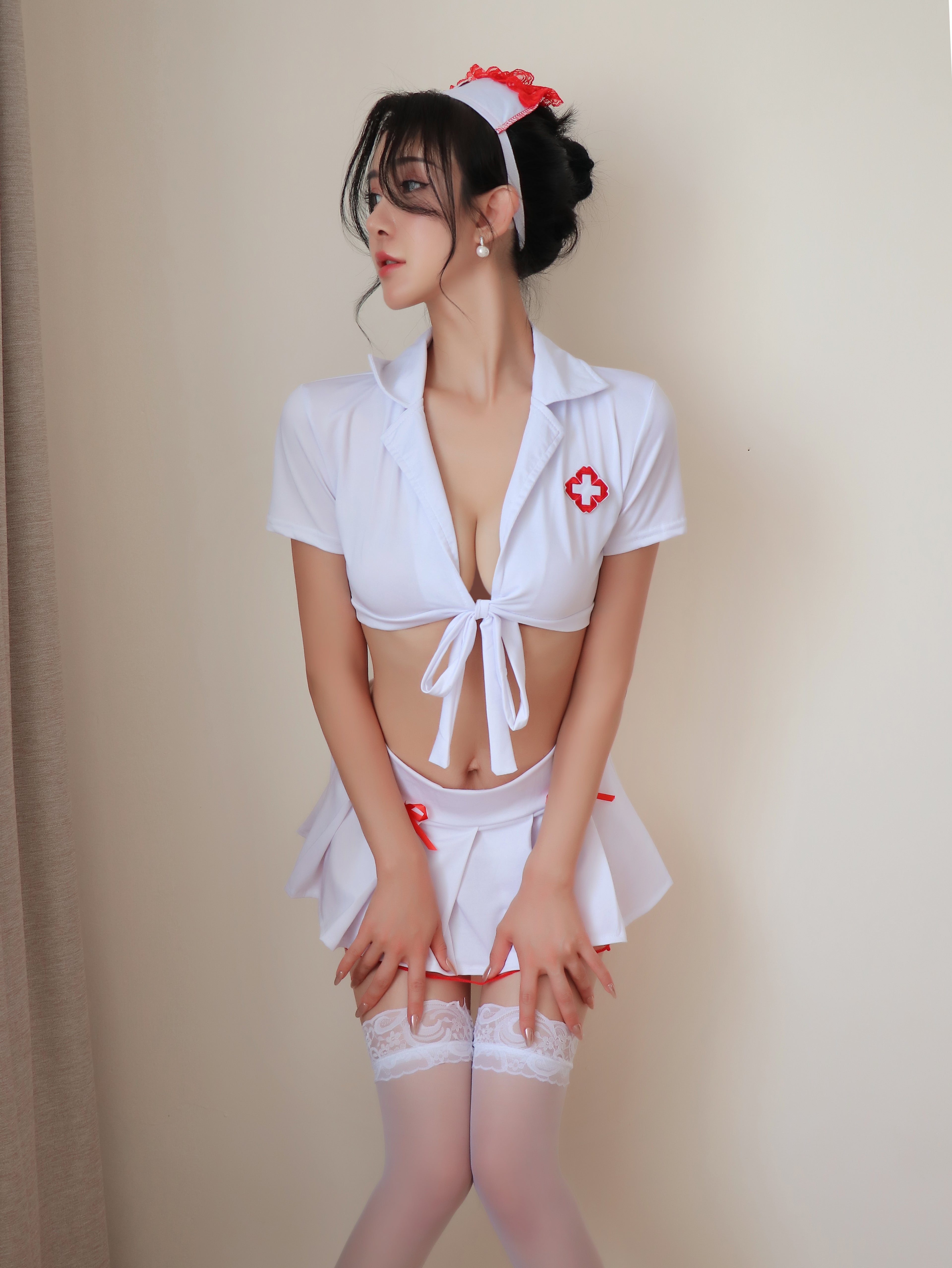 White Mini Skirt Nurse Lingerie Costume Set – Roleplay Cosplay Outfit