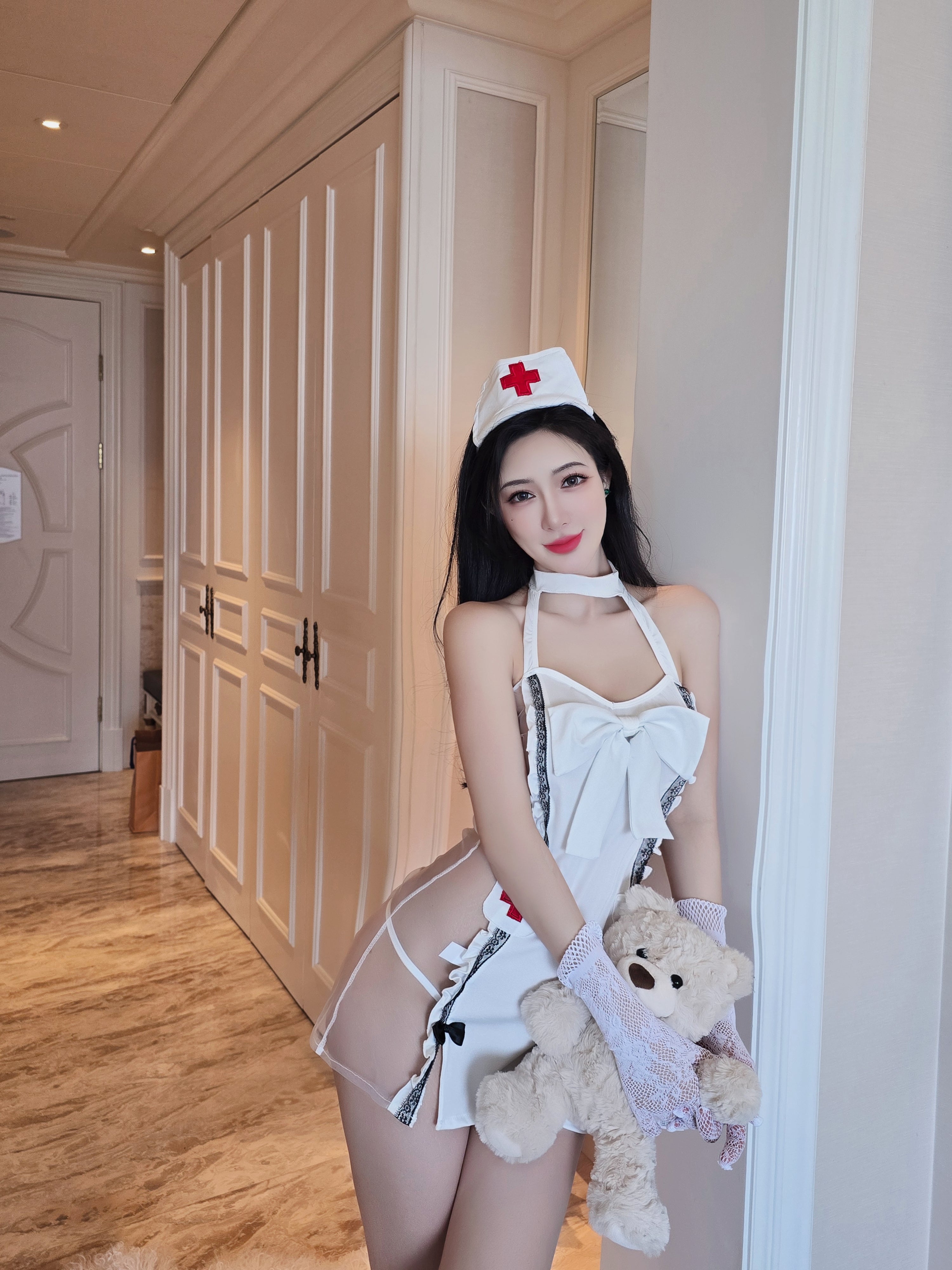 Bowknot Nurse Lingerie Costume Set – Roleplay Cosplay Outfit