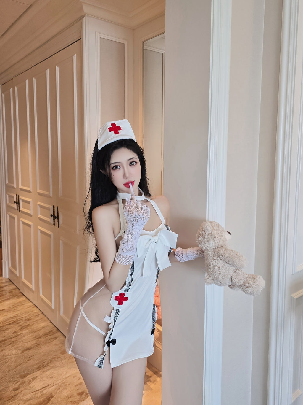 Bowknot Nurse Lingerie Costume Set – Roleplay Cosplay Outfit