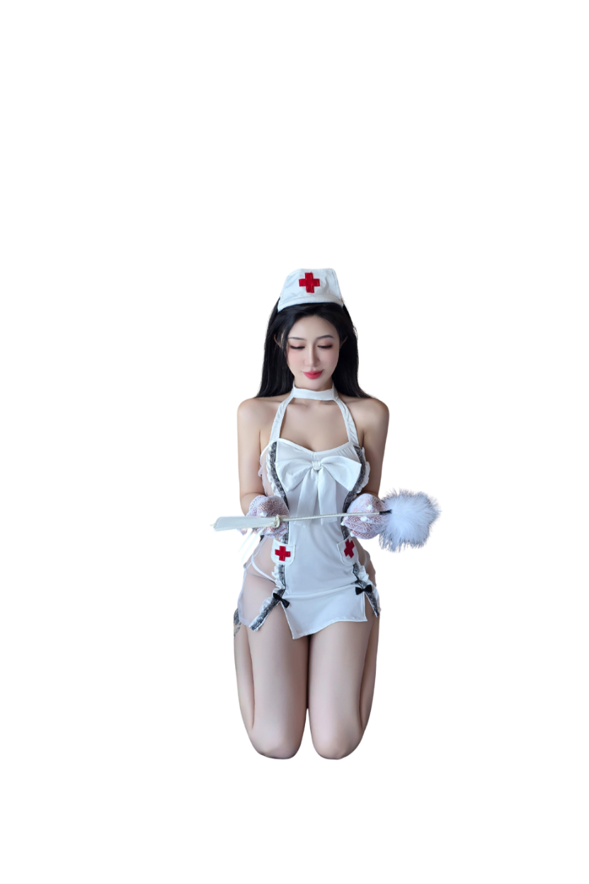 Bowknot Nurse Lingerie Costume Set – Roleplay Cosplay Outfit