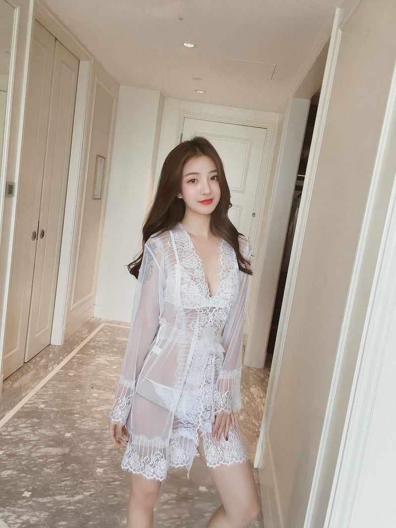 Lace Robe Lingerie Roleplay Costume Set