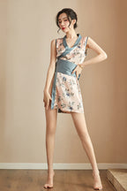 Japanese Style Printed Kimono Lingerie Roleplay Set