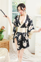 Japanese Floral Kimono Lingerie Roleplay Set