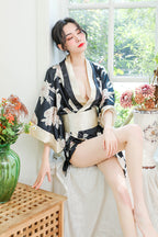 Japanese Floral Kimono Lingerie Roleplay Set