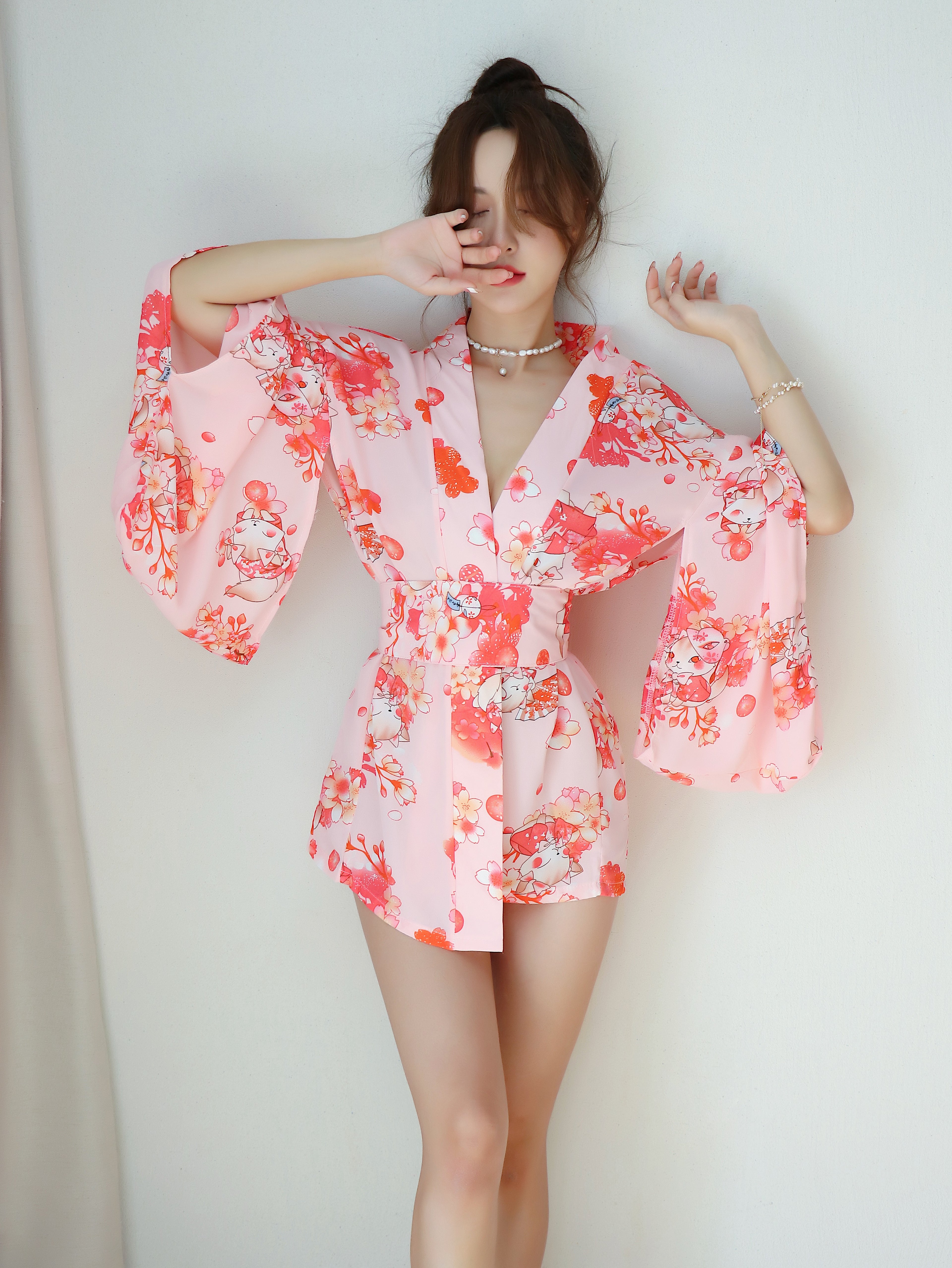 Pink Sakura Kimono Lingerie Roleplay Set