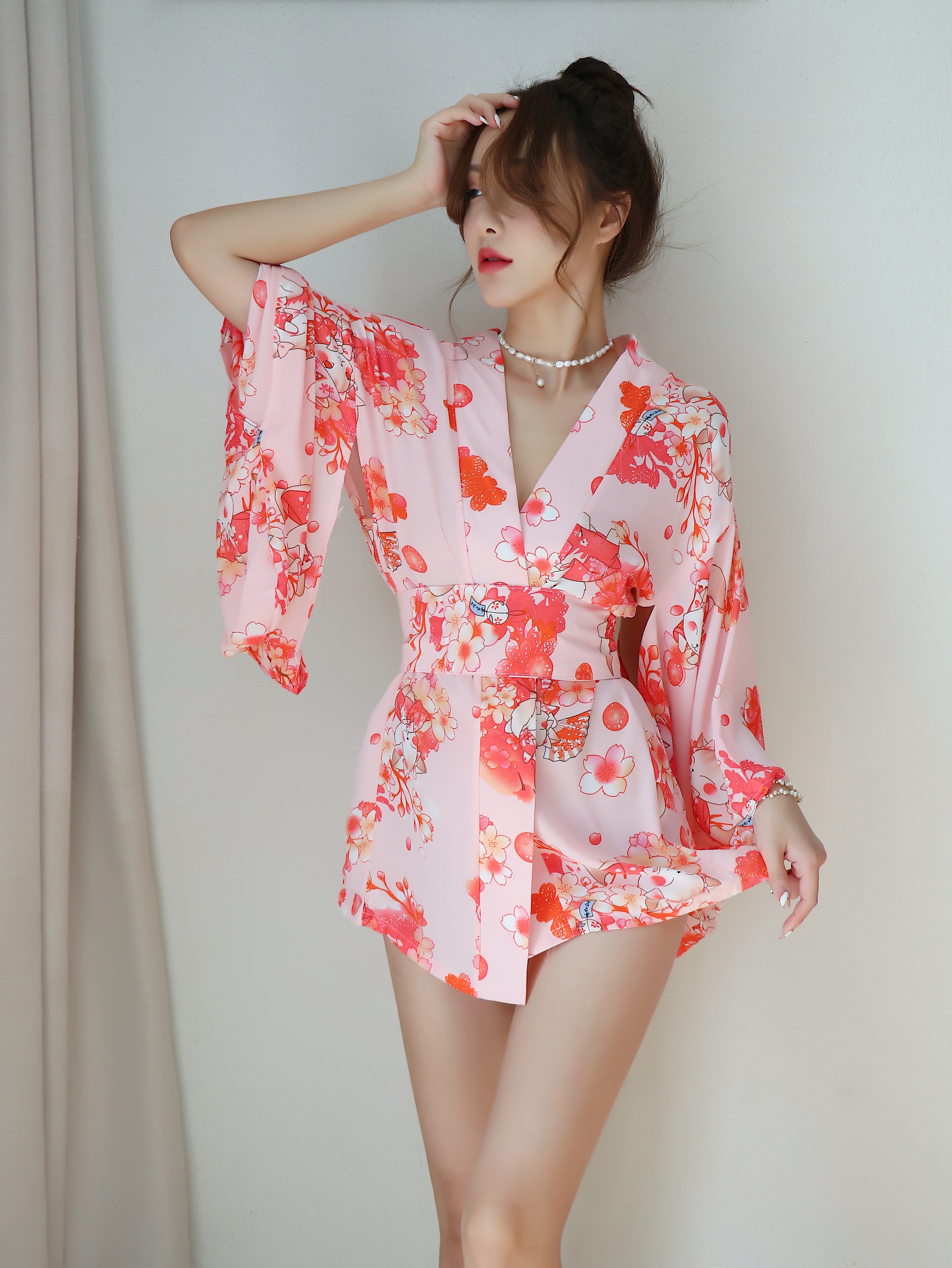 Pink Sakura Kimono Lingerie Roleplay Set