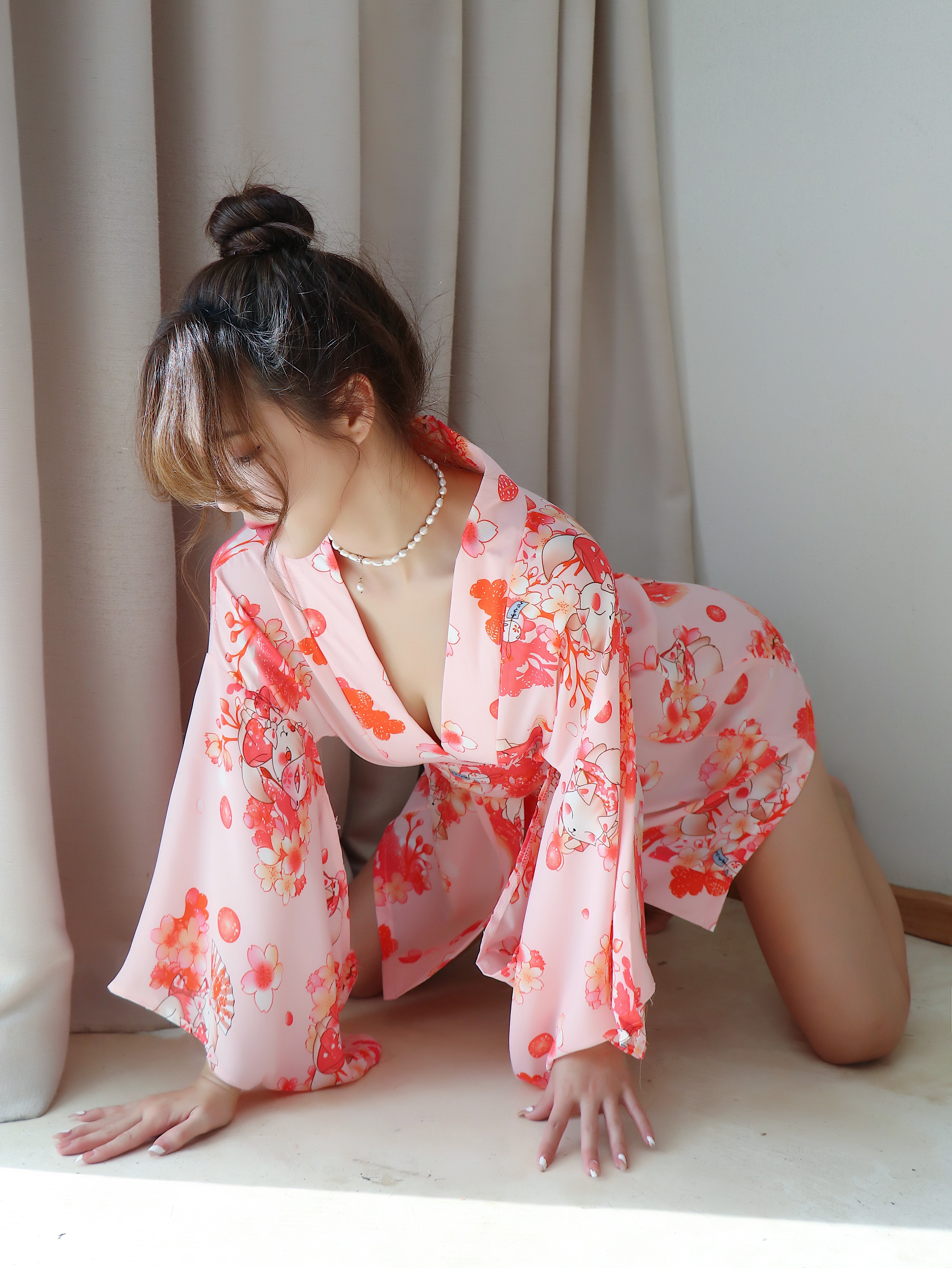 Pink Sakura Kimono Lingerie Roleplay Set