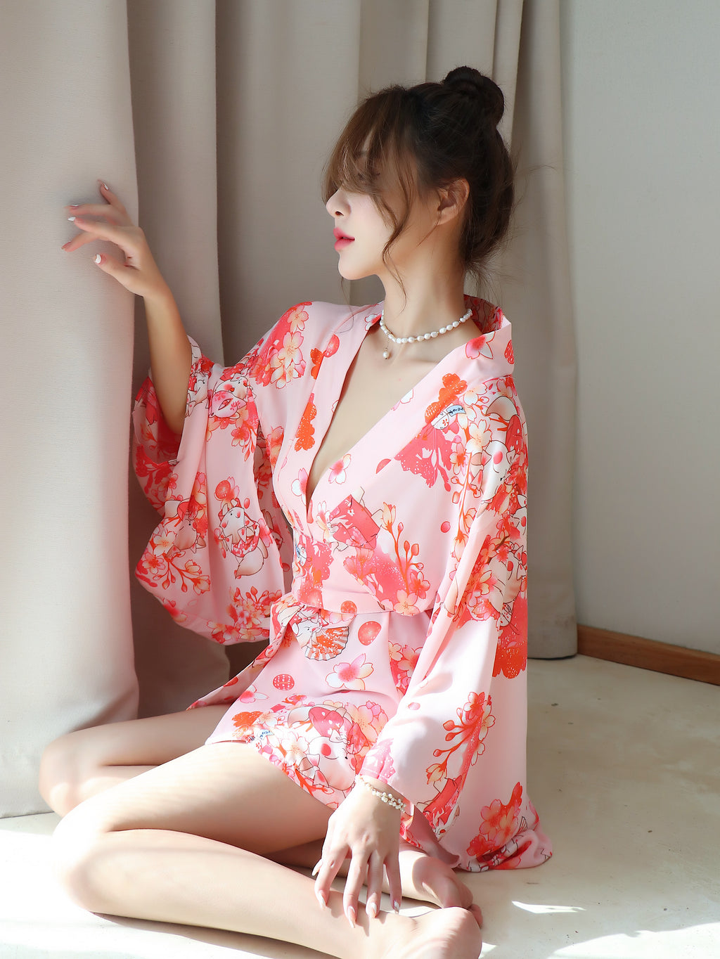 Pink Sakura Kimono Lingerie Roleplay Set