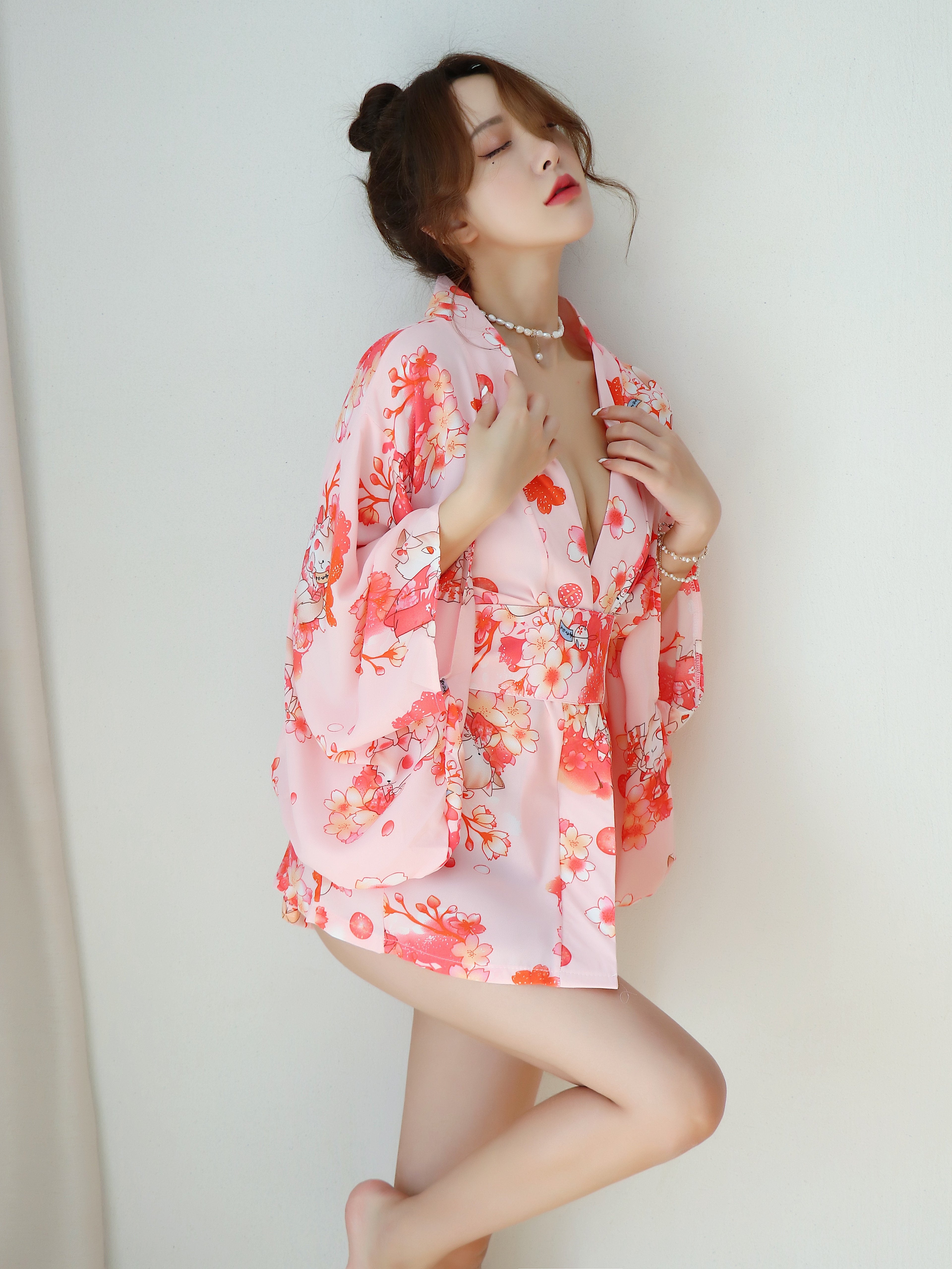 Pink Sakura Kimono Lingerie Roleplay Set