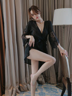 Lace Sheer Lingerie Robe Dress Set