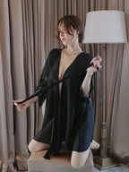 Lace Sheer Lingerie Robe Dress Set