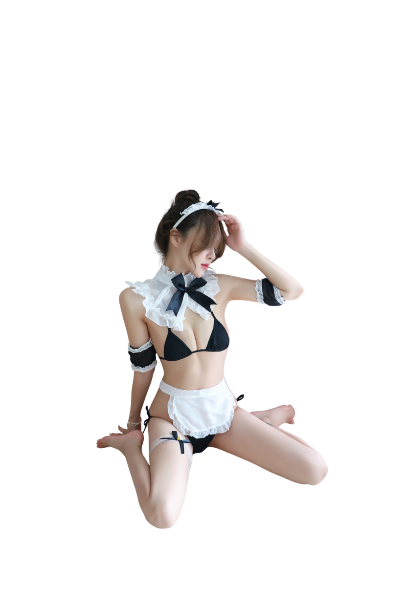 Lace Strappy Maid Lingerie Roleplay Costume Set
